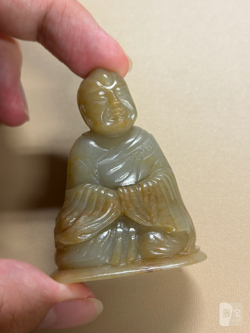 清 白玉圆雕罗汉 - 图9